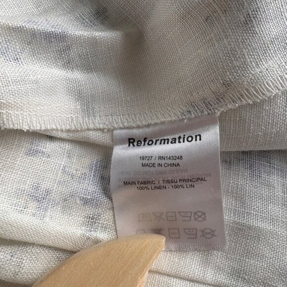 NEW Reformation Maegan Linen Dress Floral White Midi Dress Madeleine | US 0 UK 4 - Picture 9 of 12